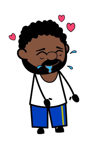 Αφρο-Αμερικανός άνθρωπος Γελοιογραφία που σαλιαρίζει στην αγάπη - Διάνυσμα, εικόνα