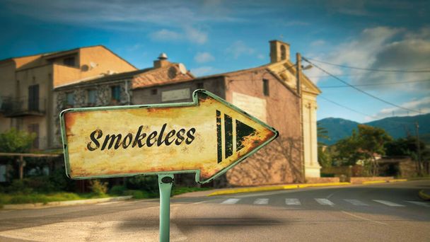 Straat teken de richting weg naar Smokeless - Foto, afbeelding
