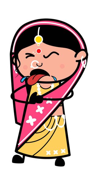 Γελοιογραφία Ινδή γυναίκα πνιγμού - Διάνυσμα, εικόνα