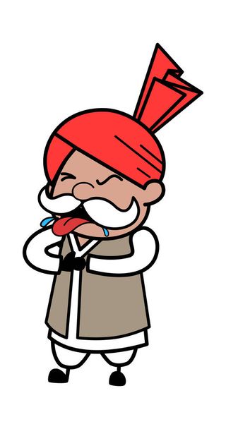 Cartoon Haryanvi oude man stikken - Vector, afbeelding