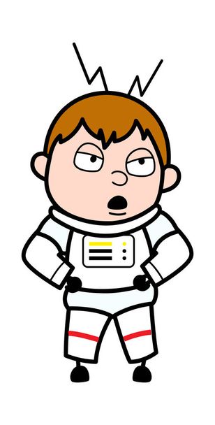 Cartoon Astronaut Listening Illustration - Vector, Image