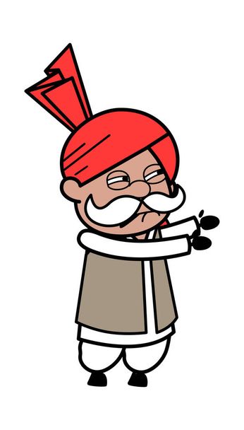 Irritated Haryanvi Old Man cartoon illustration - Vector, Image