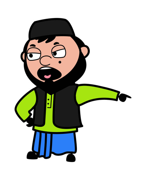 Apontando o homem muçulmano ilustração dos desenhos animados
 - Vetor, Imagem
