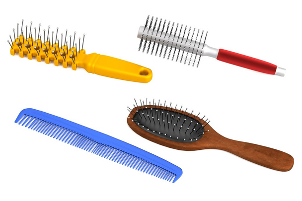 Realistic 3d render of hair brushes - Photo, Image
