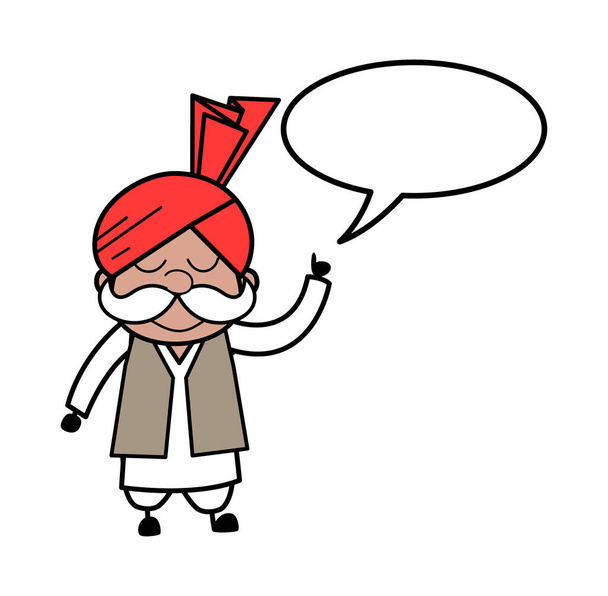 Cartoon Haryanvi Oude man met spraakbel - Vector, afbeelding