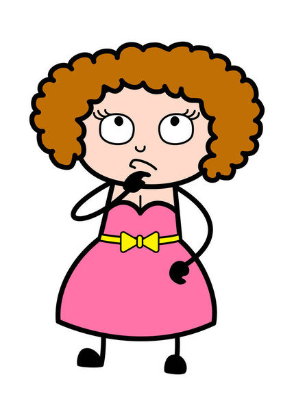 Cartoon Young Lady thinking seriously - Vector, Image