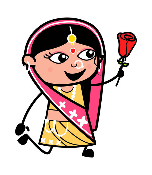 Kreskówka indyjski kobieta oświadczyny - Wektor, obraz