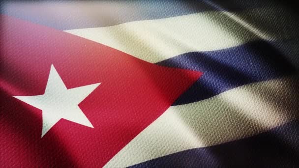 4k Küba Ulusal bayrağı, Küba 'nın pürüzsüz arka planında kırışıyor. - Video, Çekim