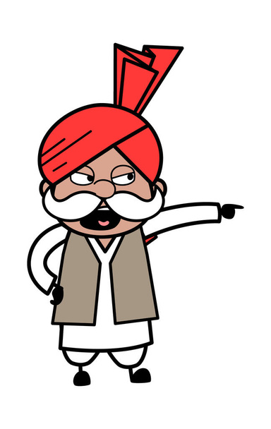 Angry Cartoon Haryanvi Old Man Shouting - Vector, Image