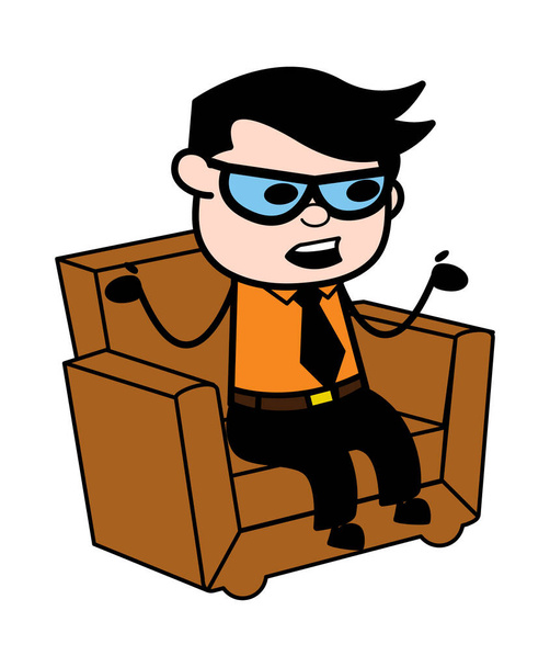 Cartoon Businessman talking on sofa - Vector, Image