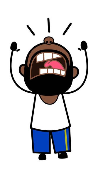 Shouting African American Man Cartoon - Vector, Image