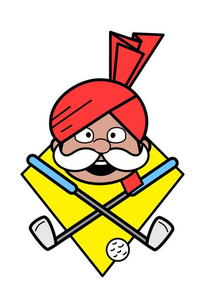 Cartoon Haryanvi Old Man Golf Maskot - Vektor, obrázek