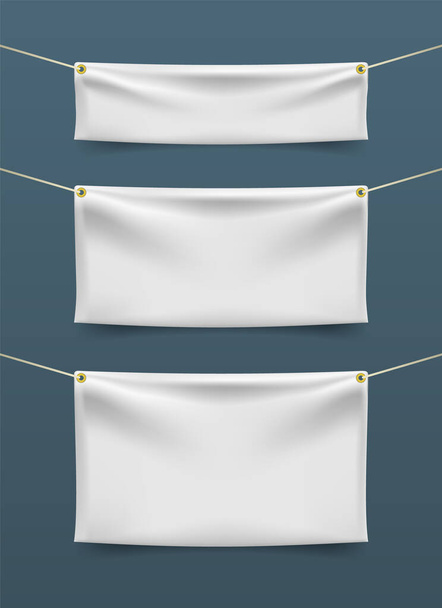 Realistyczny sztandar tekstylny z fałdami. Izolowane elementy wektorowe - Wektor, obraz