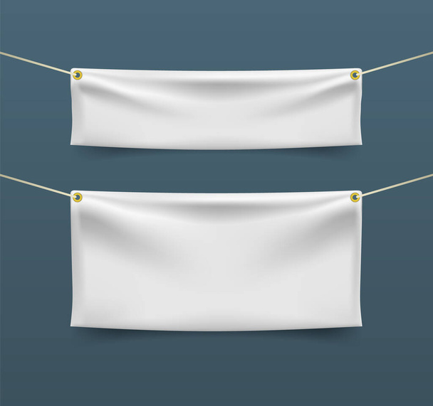 Realistic Textile Banner with Folds . Isolated Vector Elements - Vecteur, image