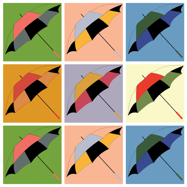 Monivärinen sateenvarjo pop art
 - Vektori, kuva