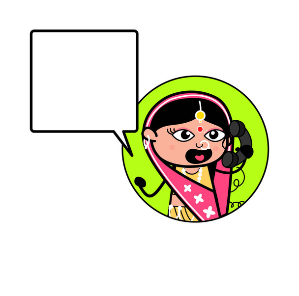 мультфільм Індійська жінка дзвонить на мобільний телефон
  - Вектор, зображення