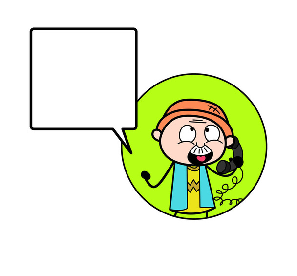 Desenhos animados vovô chamando no celular
  - Vetor, Imagem