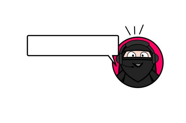 Dessin animé femme musulmane avec écouteurs - Vecteur, image