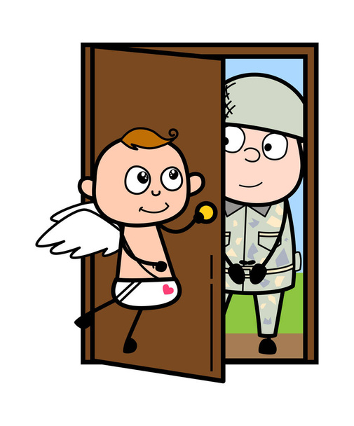 Kreskówka Anioł otwarcia drzwi - Wektor, obraz