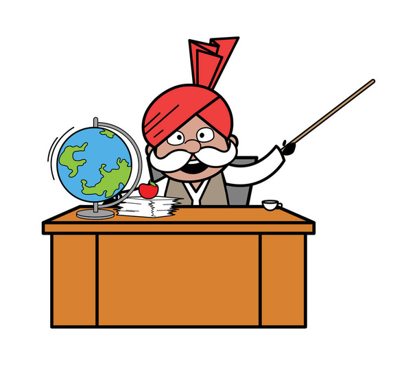 Cartoon Haryanvi Oude man als leraar - Vector, afbeelding