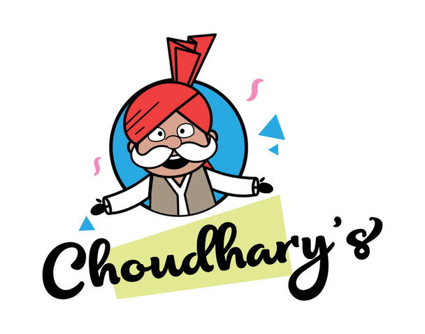 Haryanvi Old Man Mascot Λογότυπο εικονογράφηση - Διάνυσμα, εικόνα