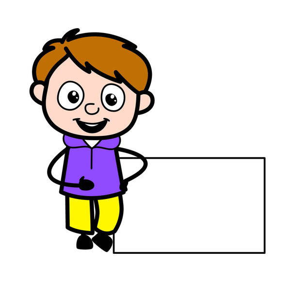 空のバナーを持つ漫画少年 - ベクター画像
