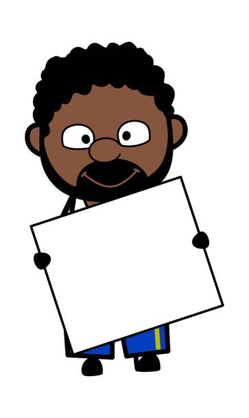 Sarjakuva Afrikkalainen Amerikkalainen Mies jolla banneri - Vektori, kuva