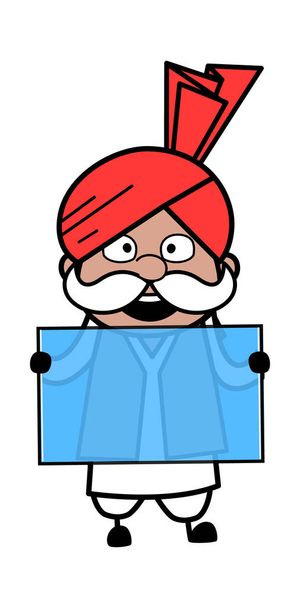 Cartoon Haryanvi Oude man met een glazen spandoek - Vector, afbeelding