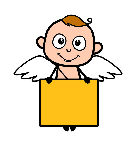 Cartoon Angel zeigt leeres Brett - Vektor, Bild