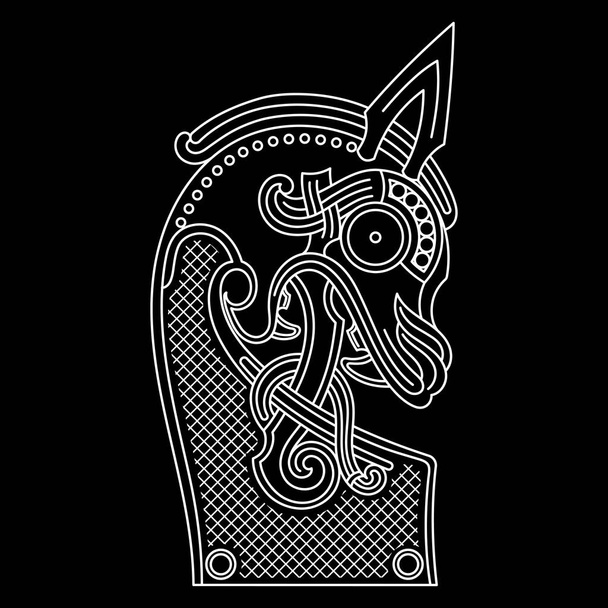 Diseño escandinavo. La figura nasal de la nave vikinga Drakkar en forma de dragón - Vector, imagen