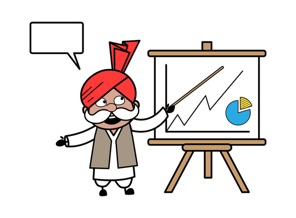 Cartoon Haryanvi Oude man met presentatie Baord - Vector, afbeelding