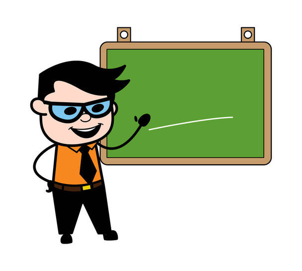 Cartoon Businessman az osztályteremben Board - Vektor, kép