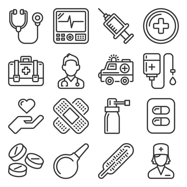 First Medical Aid Icons Set on White Background. Vector - Vektor, obrázek