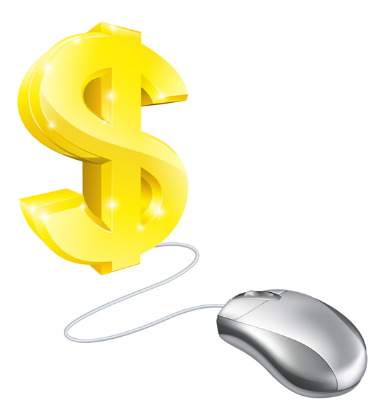 Computer mouse dollar concept - Вектор,изображение