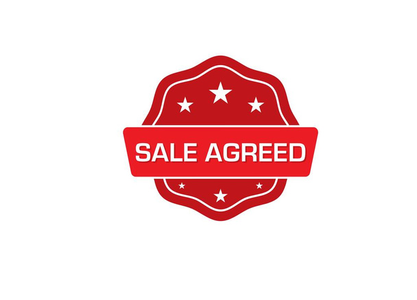 eenvoudige vectorpictogram illustratie, rode badge met tekst: verkoop overeengekomen  - Vector, afbeelding