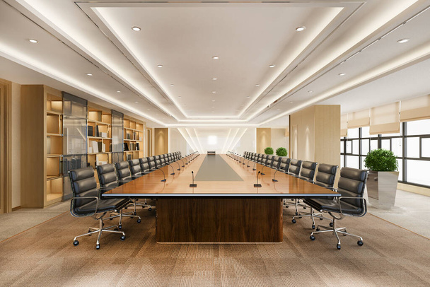 3d renderização sala de reuniões de negócios no edifício de escritórios de alta ascensão - Foto, Imagem