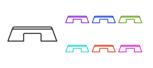 Schwarze Linie Step Plattform-Symbol isoliert auf weißem Hintergrund. Setzen Sie Symbole bunt. Vektor. - Vektor, Bild
