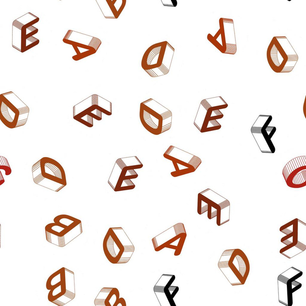 Modèle sans couture vecteur rouge clair avec des lettres isolées en 3D. Illustration géométrique moderne avec symboles 3D ABC en anglais. Conception pour papier peint, fabricants de tissus. - Vecteur, image