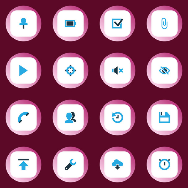 Iconos de usuario de color conjunto con el objetivo, adjuntar, pin y otros elementos de la meta. Iconos de usuario de ilustración aislada
. - Foto, Imagen