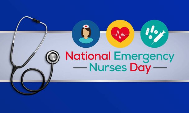 Ilustración vectorial sobre el tema del Día Nacional de Enfermeras de Emergencia observado cada año durante octubre en todo el mundo
. - Vector, imagen