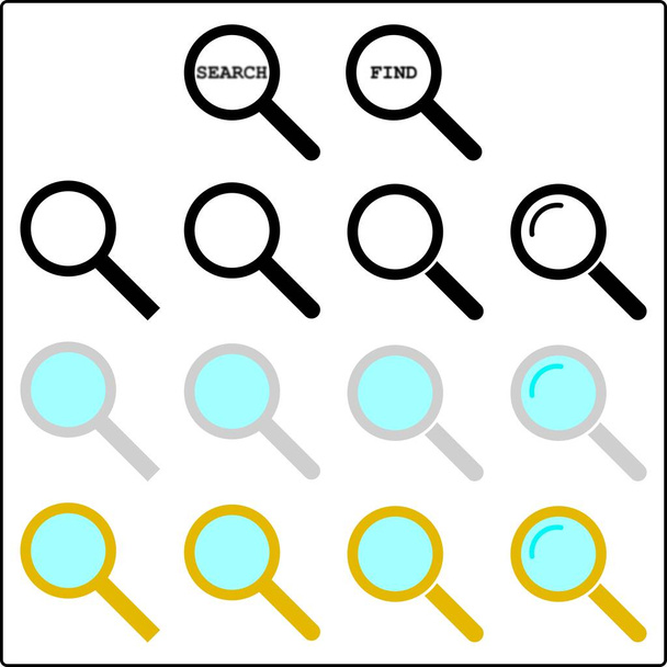 Magnifying glass icon vector graphic icon set. - Vector, Image