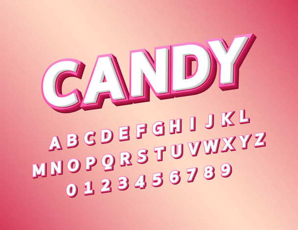 Fehér és rózsaszín gradiens modern félkövér dőlt szöveg 3d stílusú ábécé betűtípus vektor illusztráció - Vektor, kép