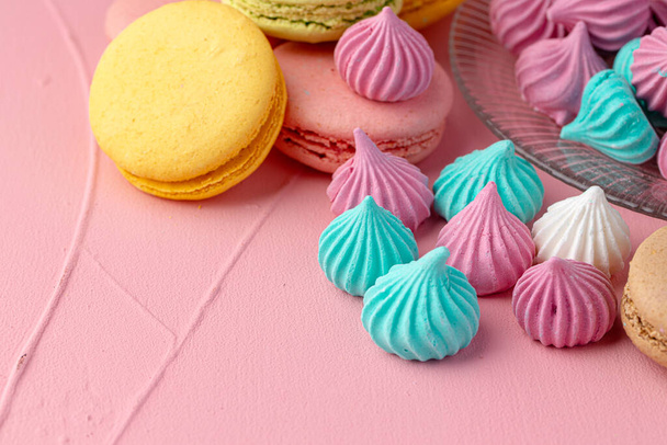 Pile of colorful cookies on table close up - Fotó, kép