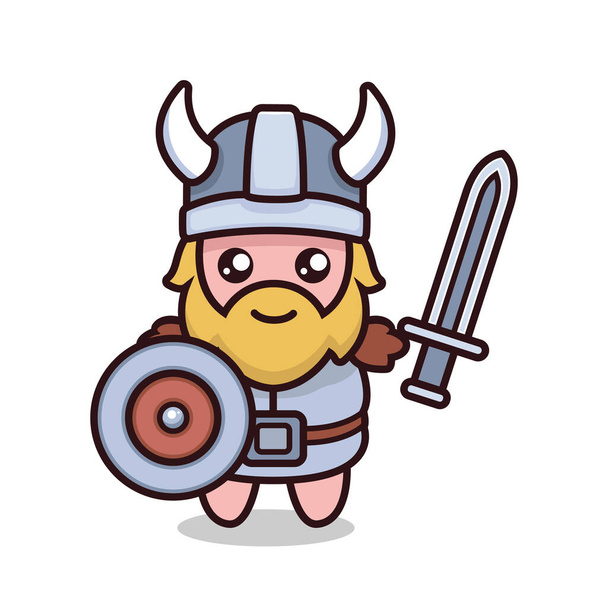 carino Viking disegno della mascotte illustrazione - Vettoriali, immagini