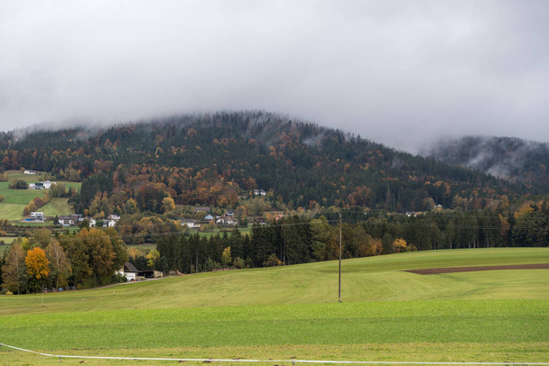 Vysoká mlha v zářícím Českém lese - Rakousko - Fotografie, Obrázek