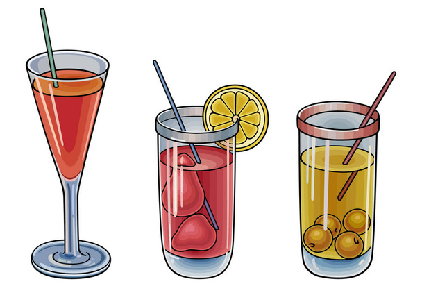 Fruit drinks hand drawn doodles illustration - Vector, Image