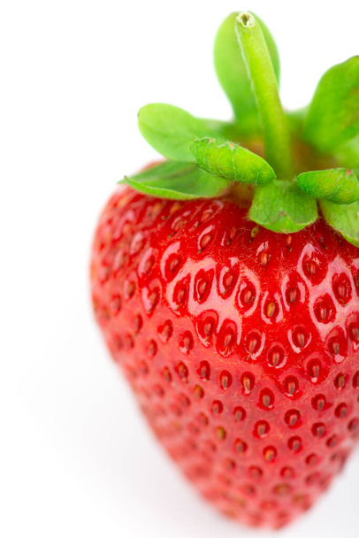 Strawberry on white background. Fresh ripe fruit closeup - Foto, afbeelding