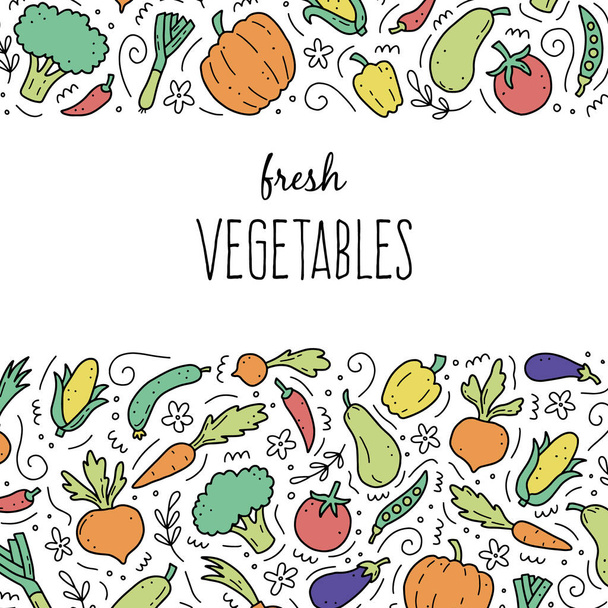 Handgezeichnetes Gemüse. Vektor-Illustration des Doodle-Sketch-Stils. - Vektor, Bild