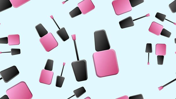 Cosmetic seamless vector pattern. Nail polish sketch texture. Summer neon background. Fashion background with nail polish and geometric elements - Vector, Image