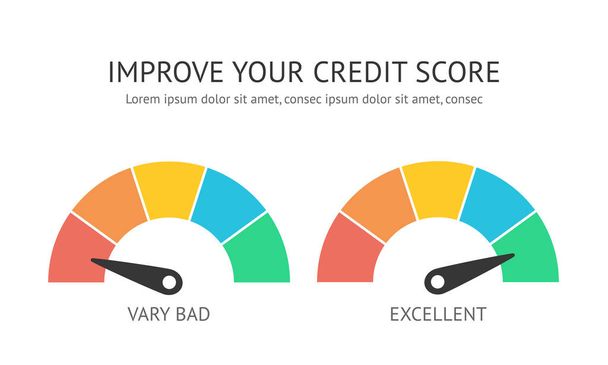 Credit score schaal concept platte vector illustratie - Vector, afbeelding
